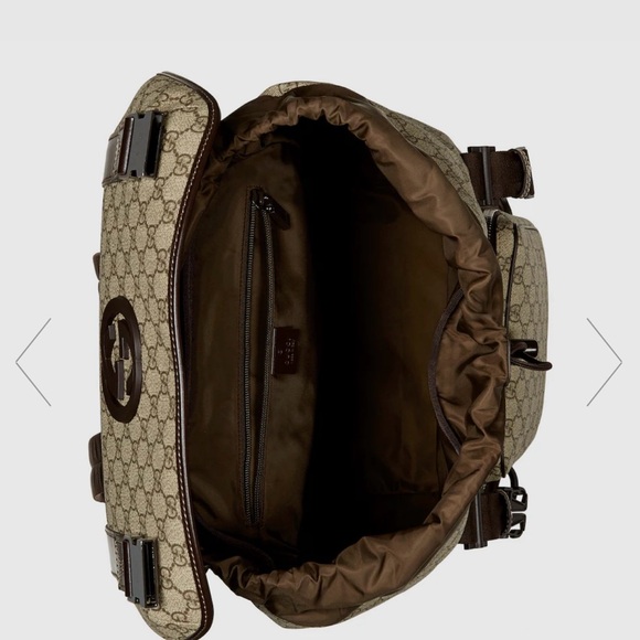 GG SUPREME CANVAS INTERLOCKING G BACKPACK- BEIGE/BROWN - Picture 10 of 10